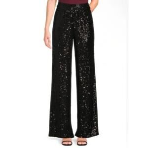 NWT Ramy Brook black sequin Wide leg Christine pants size 6